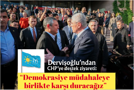 Dervişoğlu’ndan CHP’ye destek ziyareti: “Demokrasiye müdahaleye birlikte karşı duracağız”