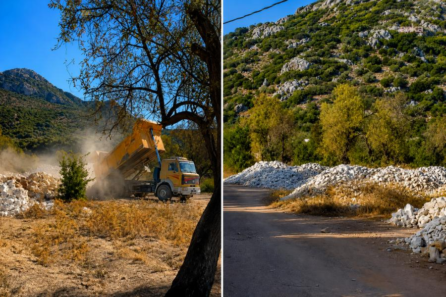 Marmaris’te, 800 yıllık kalenin bulunduğu alana tonlarca moloz döküldü